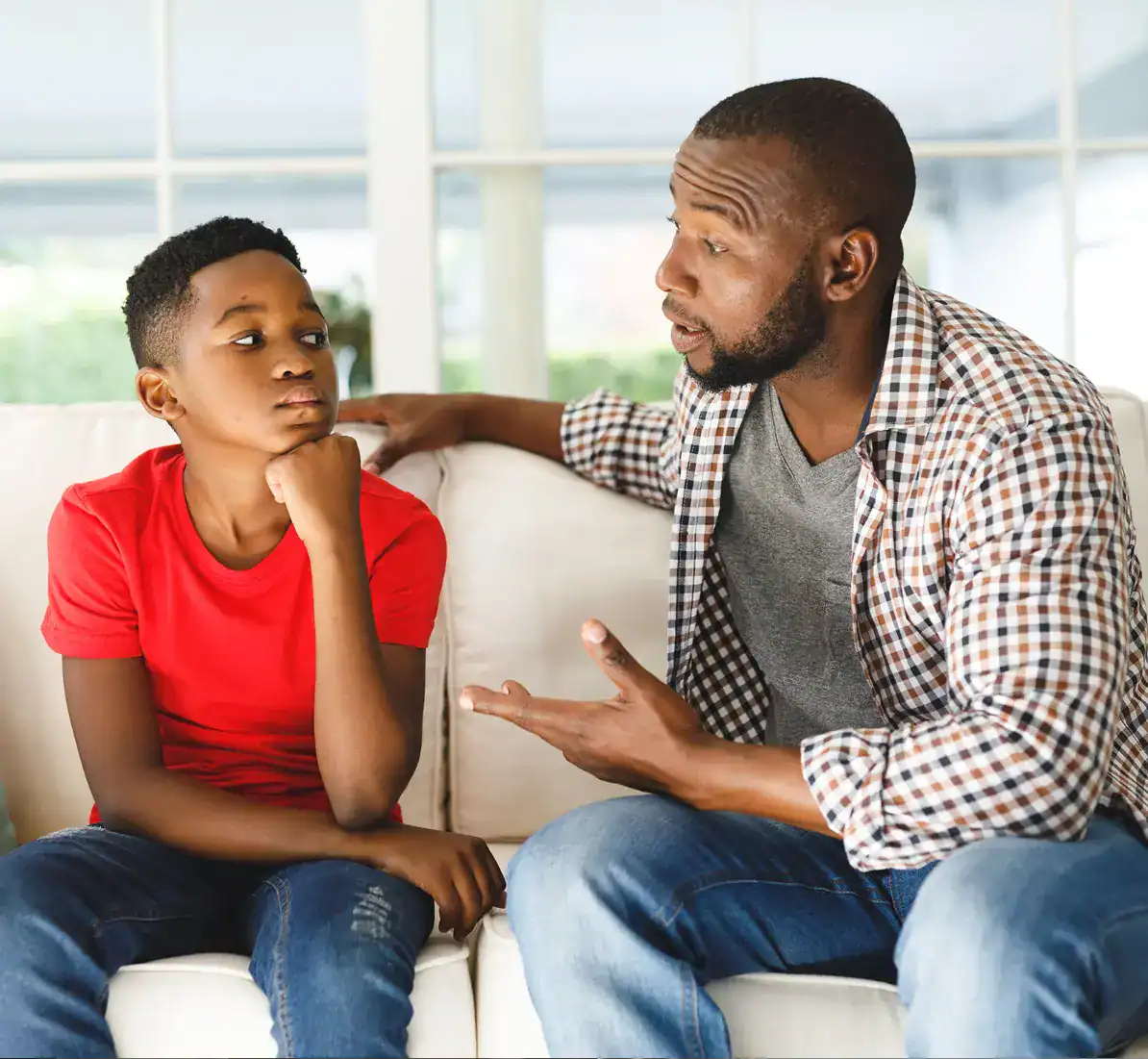 parent talking to teen